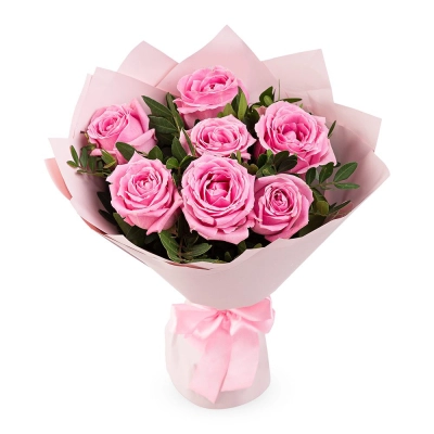 Букет из розовых роз с фисташкой – нежность в каждом лепестке Бокситогорск Ленинградская область Букет из розовых роз с фисташкой – нежность в каждом лепестке Бокситогорск Ленинградская область