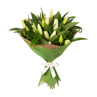 Нежный букет из лилий с фисташкой – элегантность в каждой детали Бокситогорск Ленинградская область Нежный букет из лилий с фисташкой – элегантность в каждой детали Бокситогорск Ленинградская область