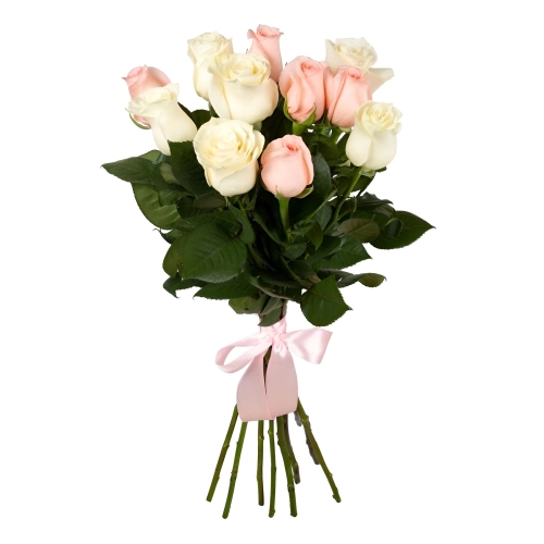 Букет из розовых и белых роз Бокситогорск Ленинградская область Букет из розовых и белых роз Бокситогорск Ленинградская область